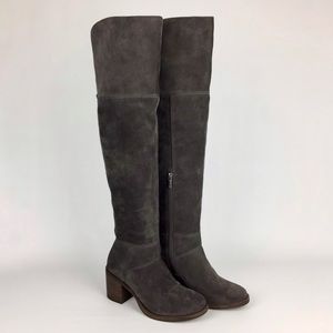 Lucky Ramsden Gray Suede Over the Knee OTK Heeled Boot 6